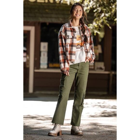 Altar’d State Hunter Green Cargo Pants Mid Rise Wide Leg Women’s Large - Picture 6 of 6